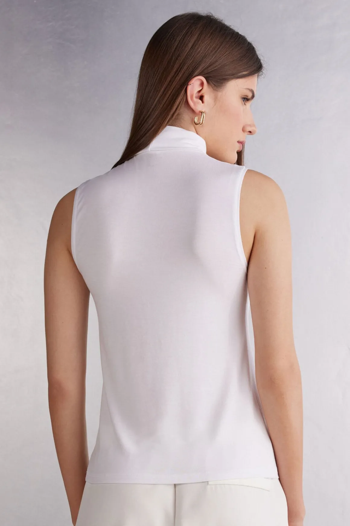 Tanktop met Hoge Hals in Micromodal