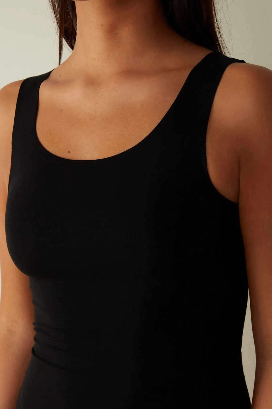 Tanktop met Ronde Hals van Onafgewerkt Katoen