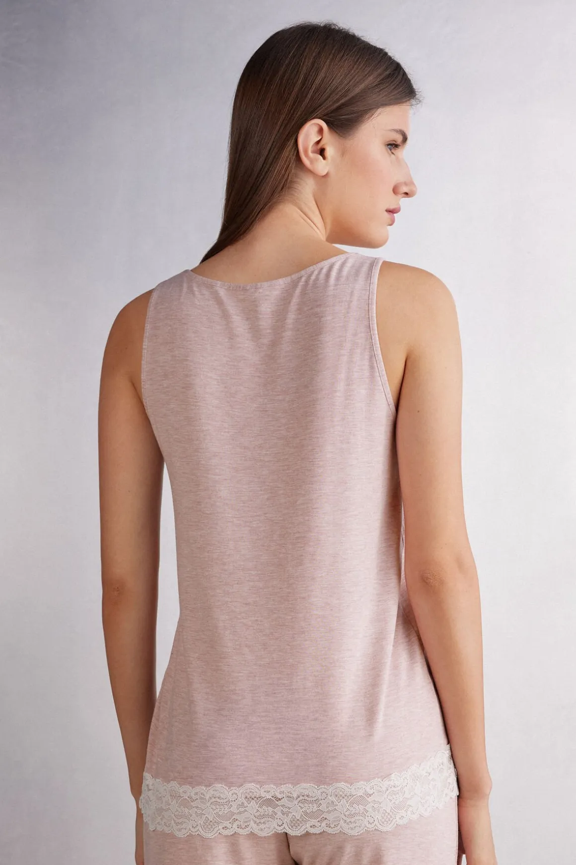 Tanktop van Modal met Details van Kant