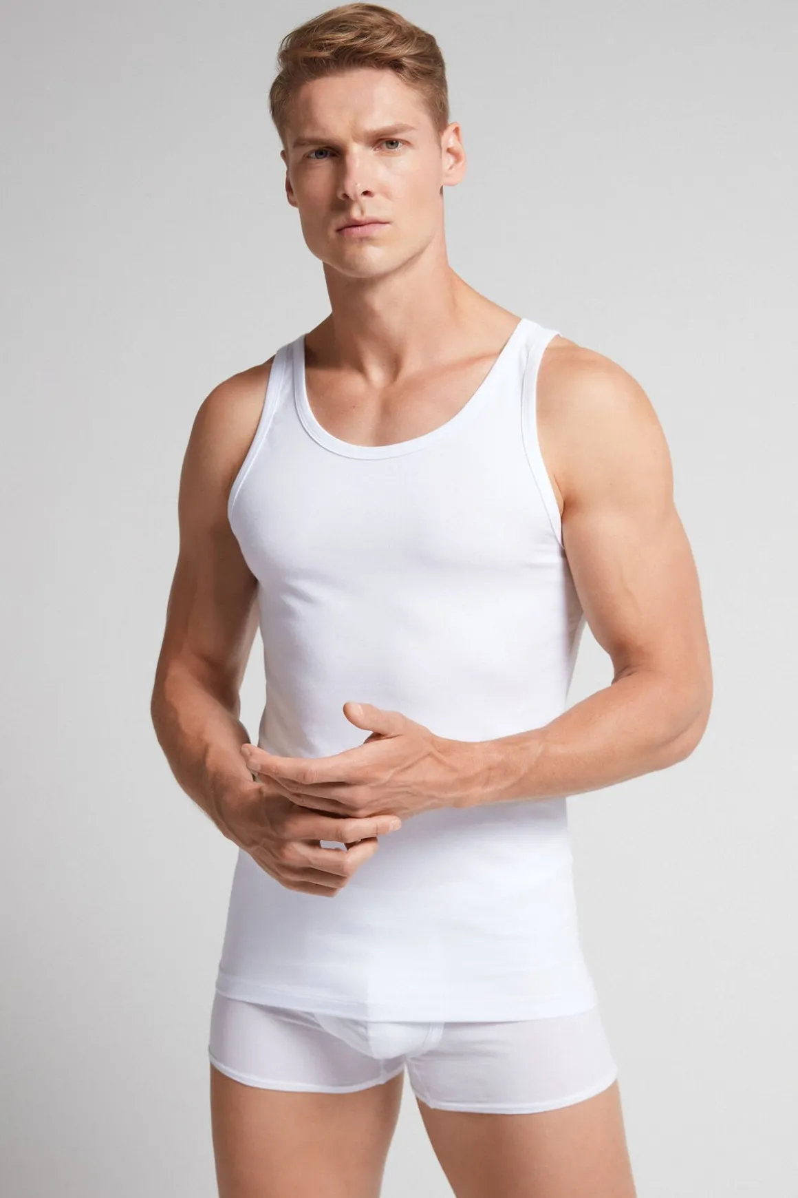Tanktop Zonder Mouwen met Ronde Hals in Superieur Stretchkatoen