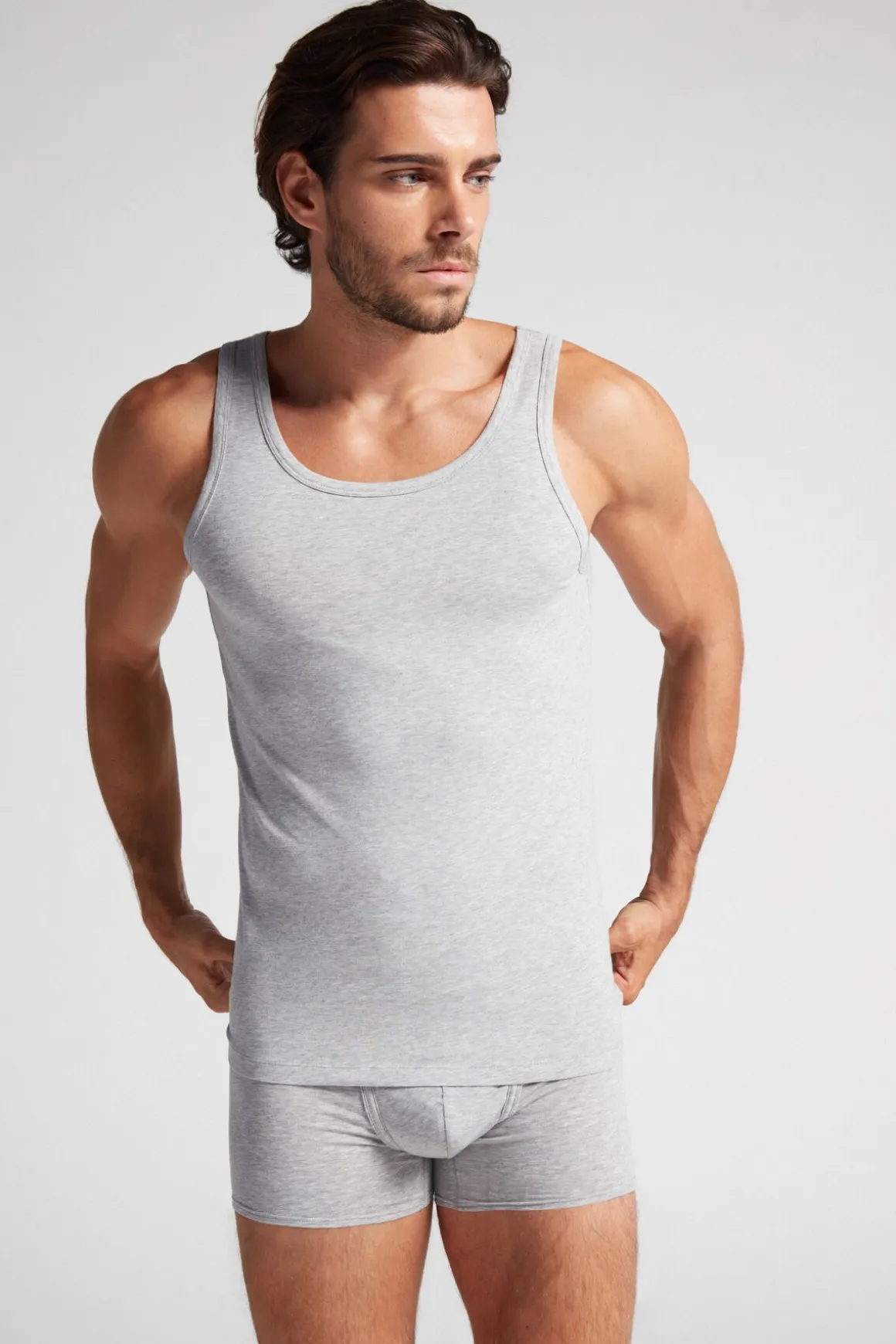 Tanktop Zonder Mouwen met Ronde Hals in Superieur Stretchkatoen