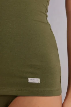 Top met Dunne Schouderband van Katoen