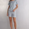 Top van Modal met Korte Mouwen en Kanten Detail