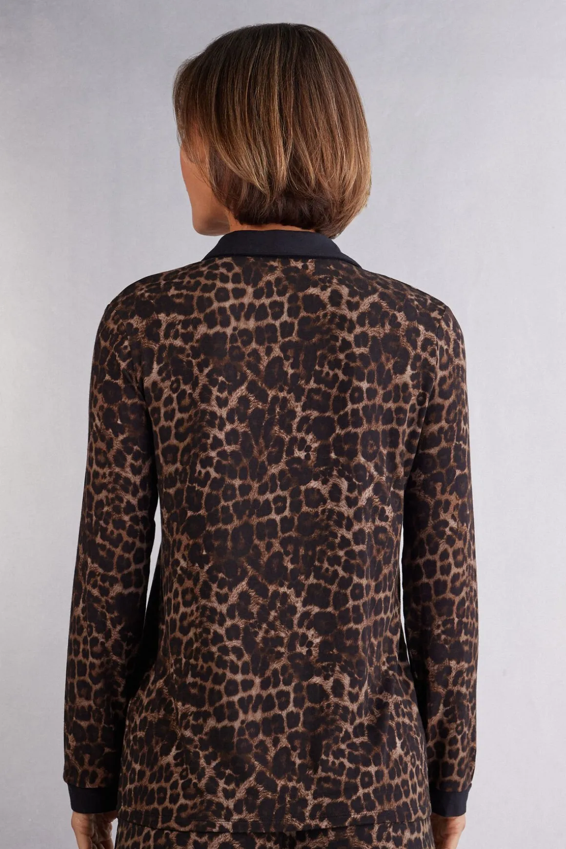 Trui met Lange Mouwen en Open Voorkant van Modal Luxurious Leopard