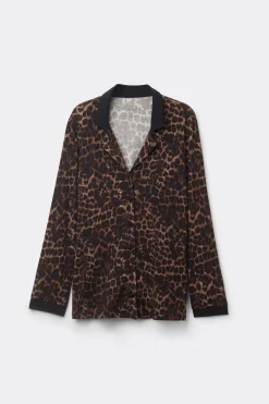 Trui met Lange Mouwen en Open Voorkant van Modal Luxurious Leopard