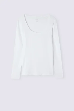Trui met lange mouwen en halslijn voor vrouwen in Micromodal