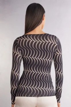 Trui met Lange Mouwen van Ultralight Modal met Kasjmier en Print Cool Elegance