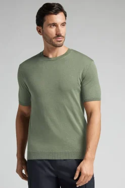 T-Shirt Gebreid van Gevlamd Katoen