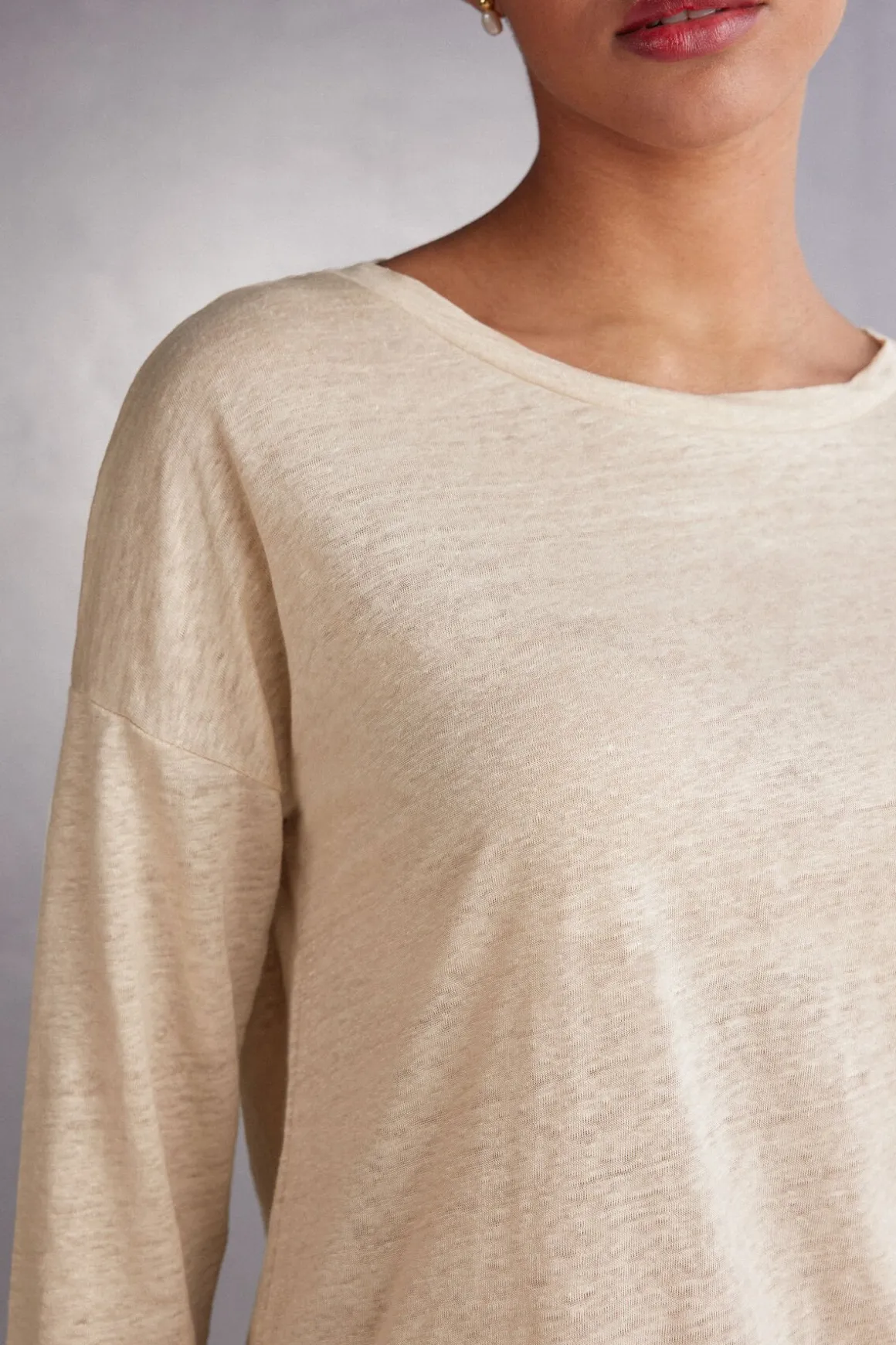 T-shirt met boothals van linnen