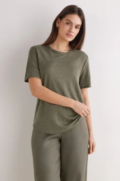 T-shirt met korte mouwen van linnen