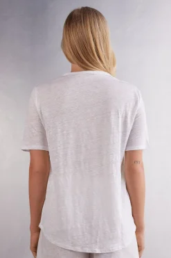 T-shirt met korte mouwen van linnen