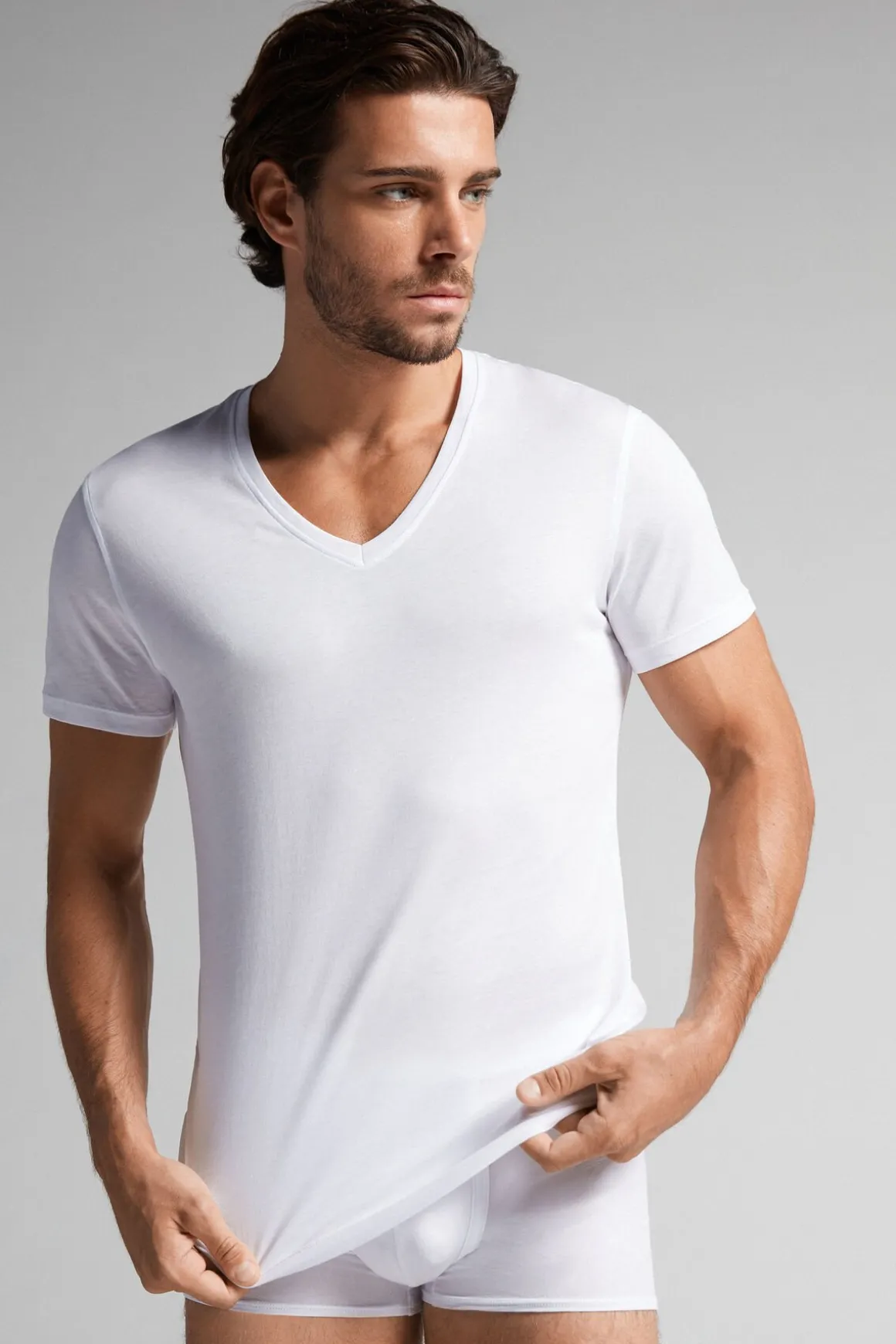 T-Shirt met V-Hals van Extrafijn Superieur Katoen