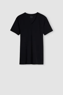 T-Shirt met V-Hals van Extrafijne Superieur Stretchkatoen