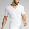 T-Shirt met V-Hals van Gemerceriseerd Premium Katoen