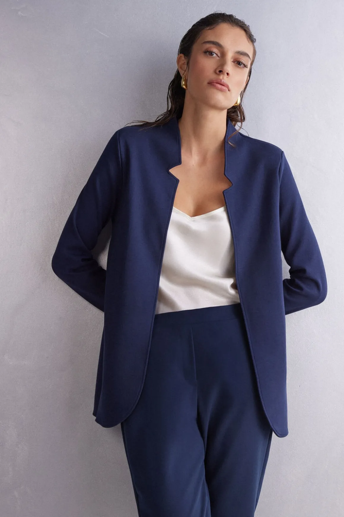 Vest van Katoenen Interlock met Lange Mouwen